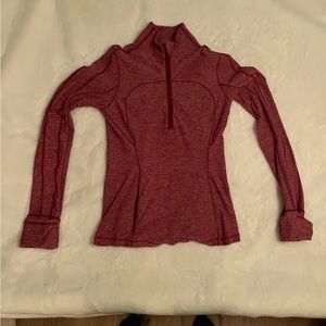 Red lululemon quarter zip with thumb holes